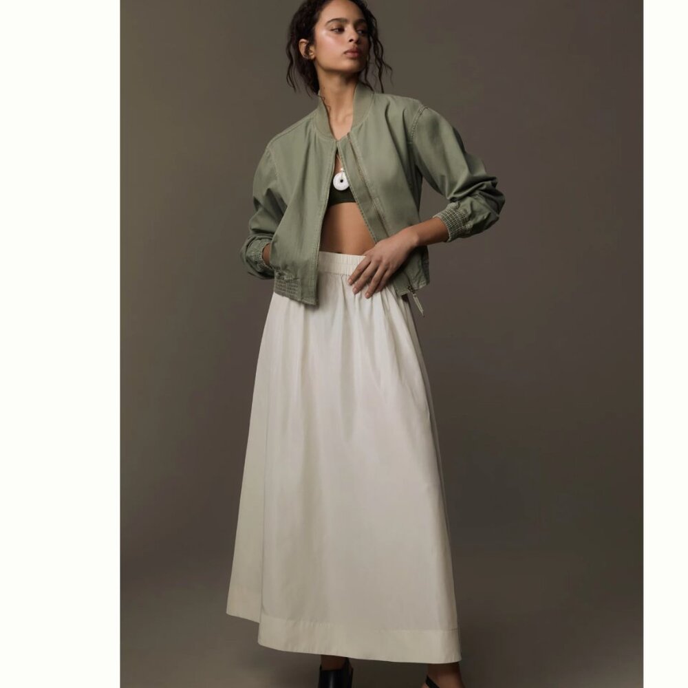 Pilcro Canvas Cropped Bomber Jacket